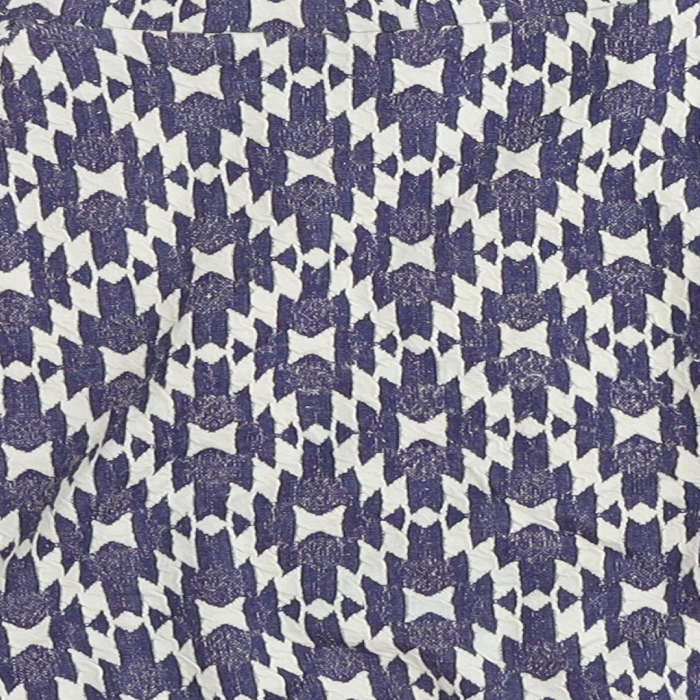 NEXT Womens Blue Geometric Cotton Swing Skirt Size 12