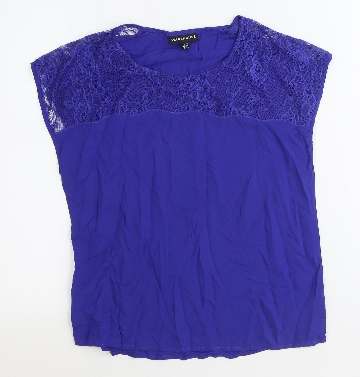 Womens UK Size 8 Warehouse Blue Basic Blouse