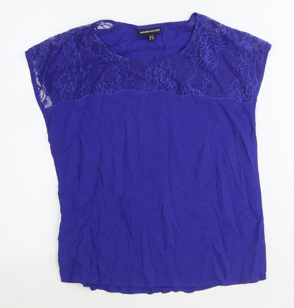 Womens UK Size 8 Warehouse Blue Basic Blouse