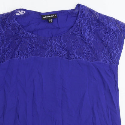 Womens UK Size 8 Warehouse Blue Basic Blouse