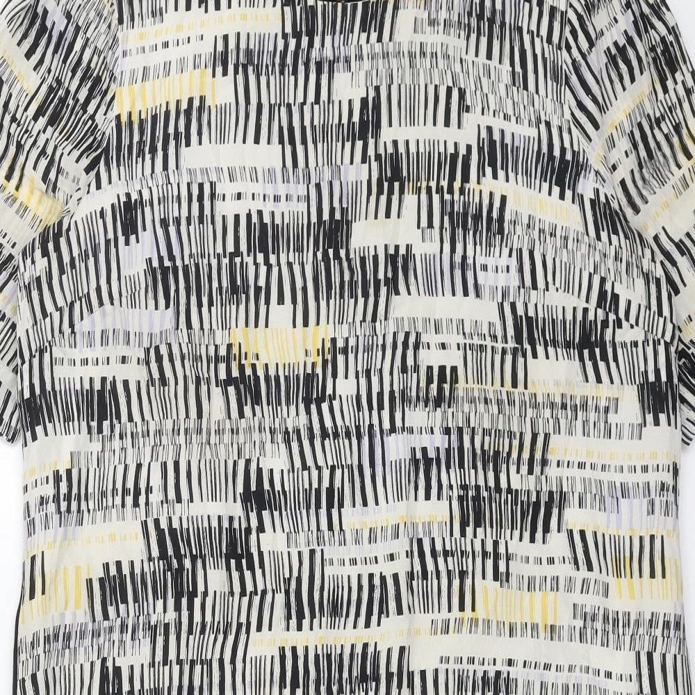 John Lewis Womens Black Geometric Viscose Shift Size 12 Round Neck Zip