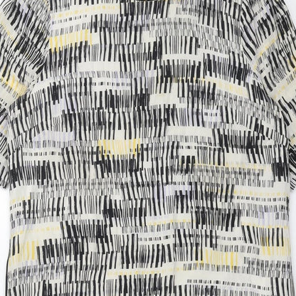 John Lewis Womens Black Geometric Viscose Shift Size 12 Round Neck Zip