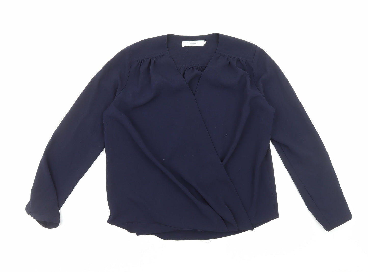 John Lewis Womens Blue Polyester Basic Blouse Size 12 V-Neck