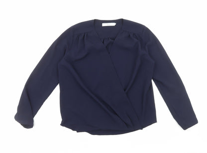 John Lewis Womens Blue Polyester Basic Blouse Size 12 V-Neck