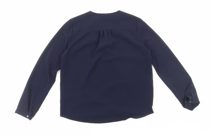 John Lewis Womens Blue Polyester Basic Blouse Size 12 V-Neck
