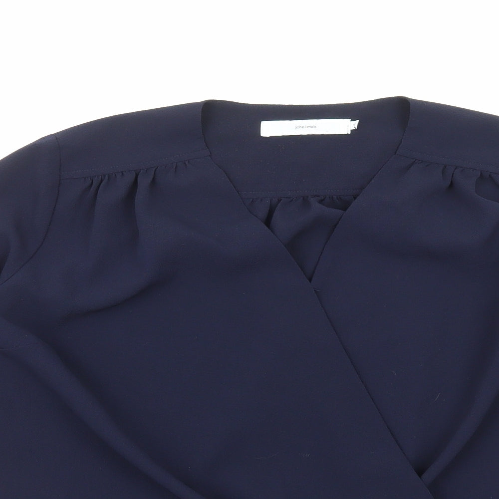 John Lewis Womens Blue Polyester Basic Blouse Size 12 V-Neck