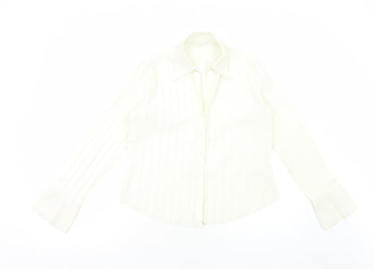 Marks and Spencer Womens White Polyester Basic Button-Up Size 12 V-Neck