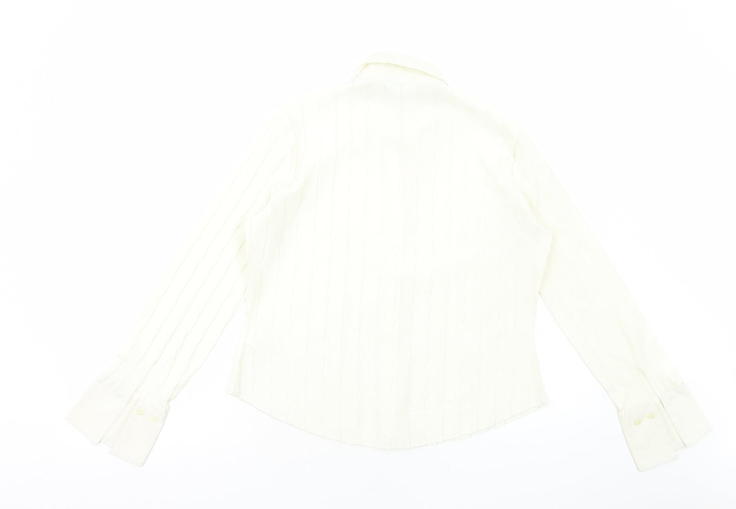 Marks and Spencer Womens White Polyester Basic Button-Up Size 12 V-Neck