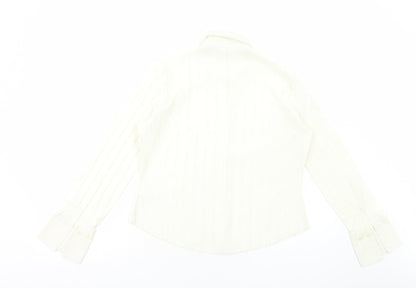 Marks and Spencer Womens White Polyester Basic Button-Up Size 12 V-Neck