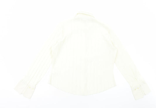 Marks and Spencer Womens White Polyester Basic Button-Up Size 12 V-Neck