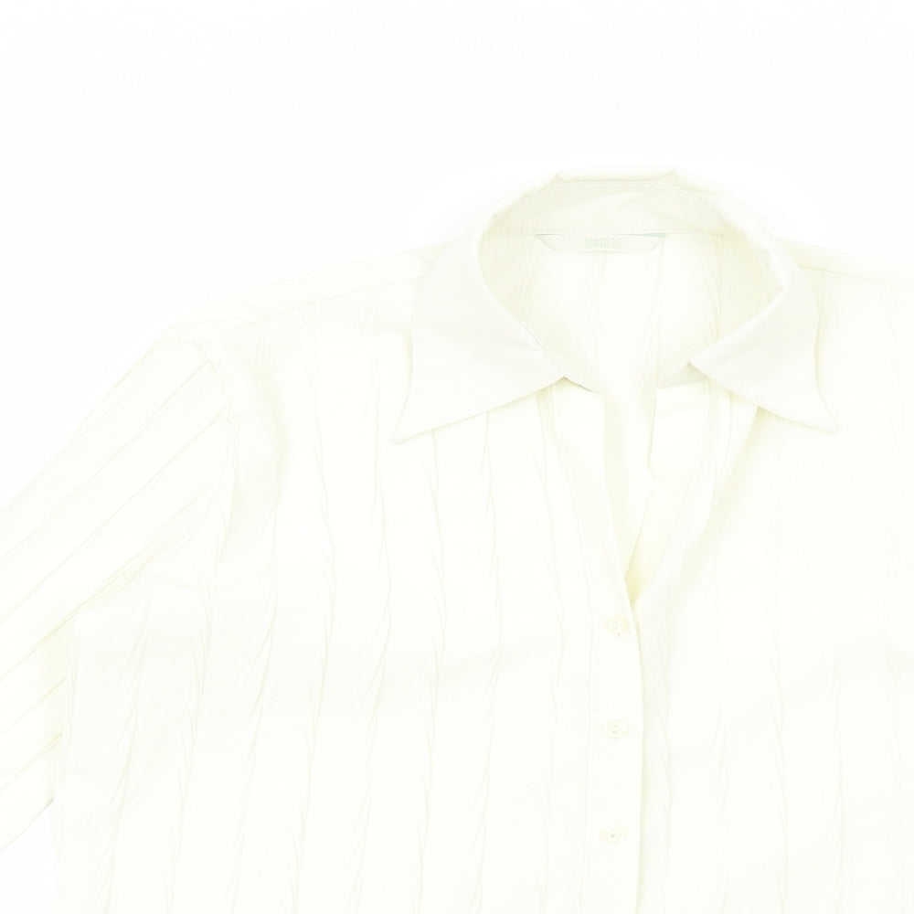 Marks and Spencer Womens White Polyester Basic Button-Up Size 12 V-Neck