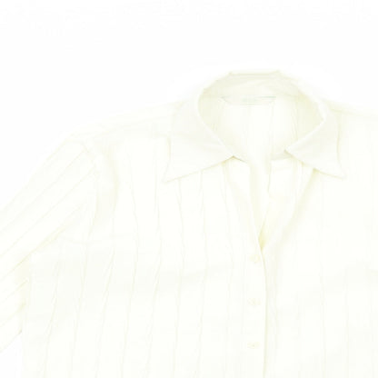 Marks and Spencer Womens White Polyester Basic Button-Up Size 12 V-Neck