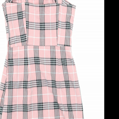 H&M Womens Pink Geometric Viscose Shift Size 6 Off the Shoulder Zip