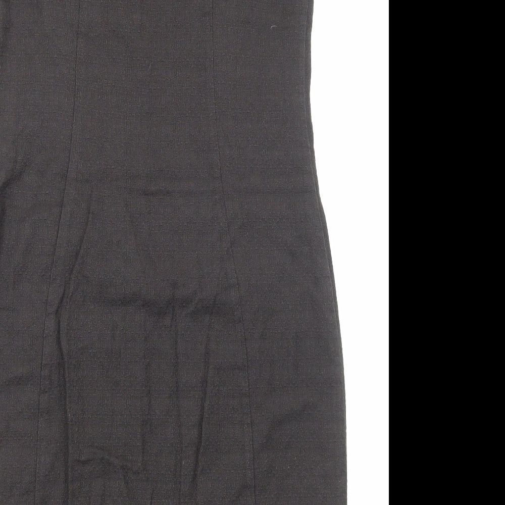 Per Una Womens Grey Geometric Cotton Shift Size 14 Round Neck Zip