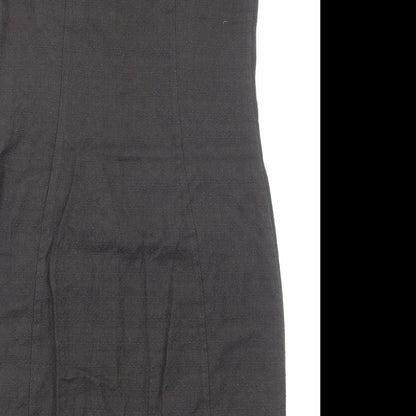 Per Una Womens Grey Geometric Cotton Shift Size 14 Round Neck Zip