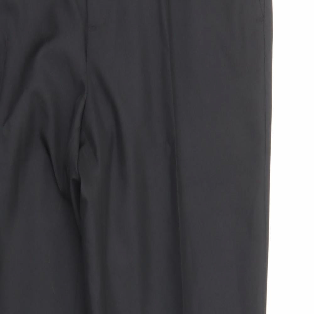 Marks and Spencer Mens Black Viscose Dress Pants Trousers Size L Regular Zip