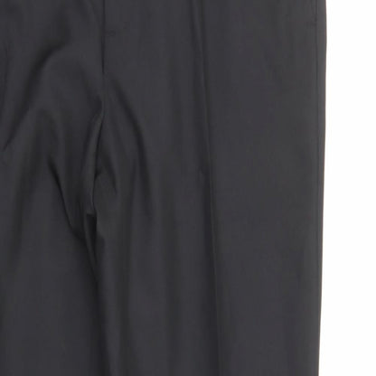 Marks and Spencer Mens Black Viscose Dress Pants Trousers Size L Regular Zip