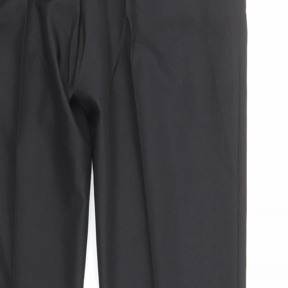 Marks and Spencer Mens Black Viscose Dress Pants Trousers Size L Regular Zip