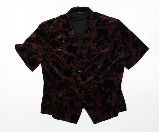 Womens UK Size 14 Roman Originals Black Basic Button-Up
