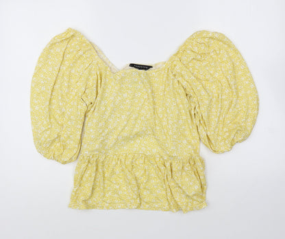 Womens UK Size 18 Peacocks Yellow Cropped T-Shirt