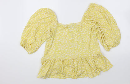 Womens UK Size 18 Peacocks Yellow Cropped T-Shirt