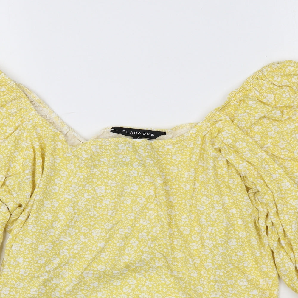 Womens UK Size 18 Peacocks Yellow Cropped T-Shirt