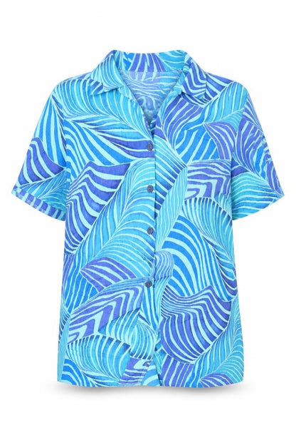Womens UK Size 14 Chianti Blue Basic Button-Up