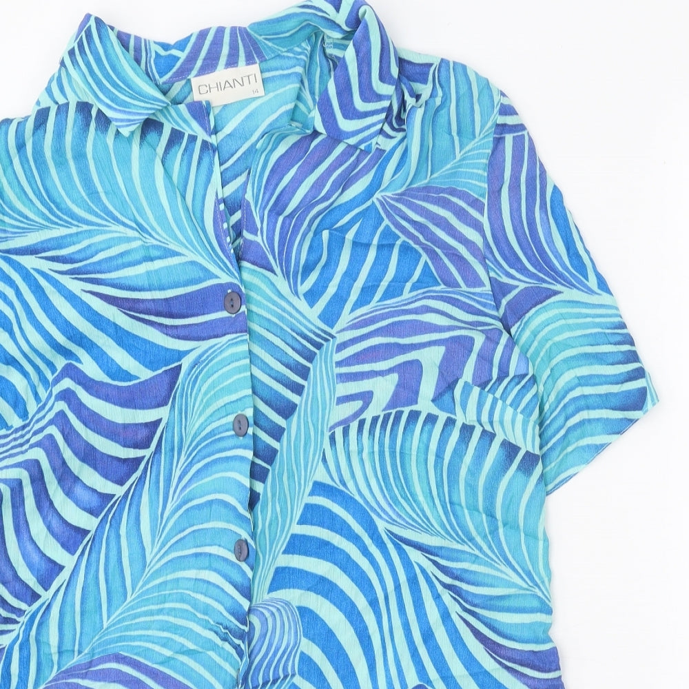 Womens UK Size 14 Chianti Blue Basic Button-Up