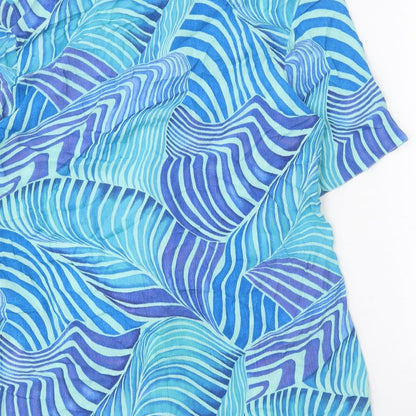 Womens UK Size 14 Chianti Blue Basic Button-Up