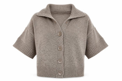 Bonmarché Womens Brown Collared Acrylic Cardigan Jumper Size M