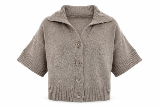 Bonmarché Womens Brown Collared Acrylic Cardigan Jumper Size M