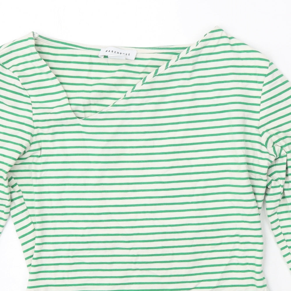Womens UK Size XS Warehouse Green Basic T-Shirt