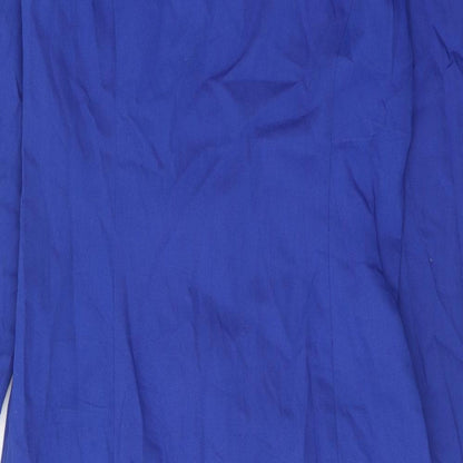 Leslie Fay Womens Blue Polyester Sheath Size 10 Round Neck Button