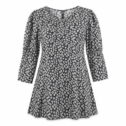 Topshop Womens Black Floral Polyester A-Line Size 10 Round Neck Zip