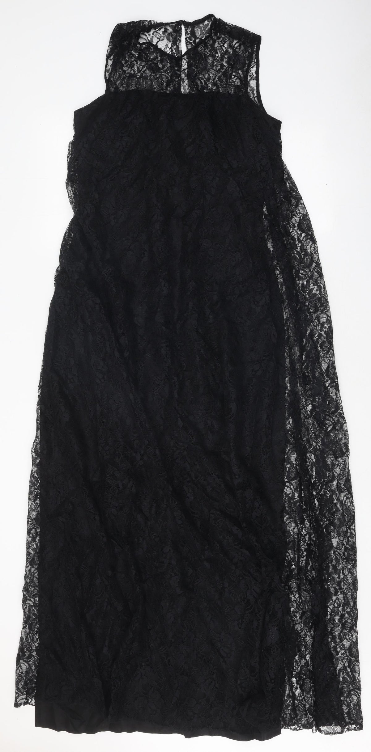 Young Mayfair Womens Black Polyester Maxi Size 8 Round Neck Zip