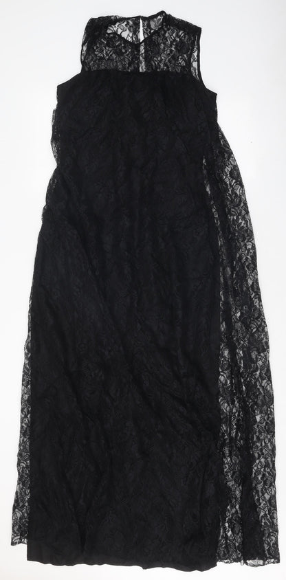 Young Mayfair Womens Black Polyester Maxi Size 8 Round Neck Zip
