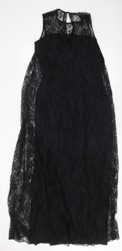Young Mayfair Womens Black Polyester Maxi Size 8 Round Neck Zip