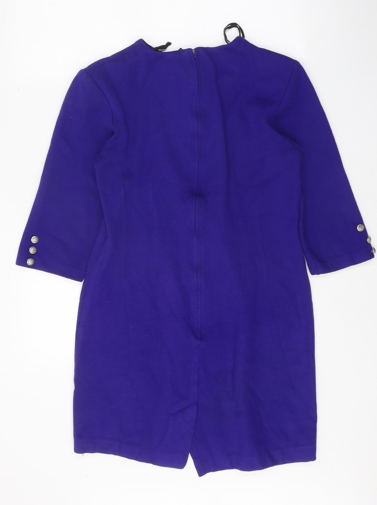 Positive Attitude Womens Blue Acrylic Shift One Size Round Neck Zip