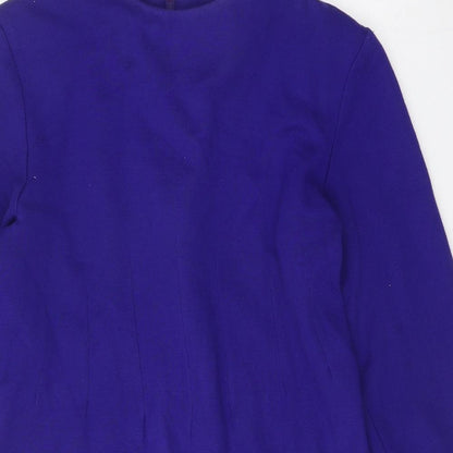 Positive Attitude Womens Blue Acrylic Shift One Size Round Neck Zip