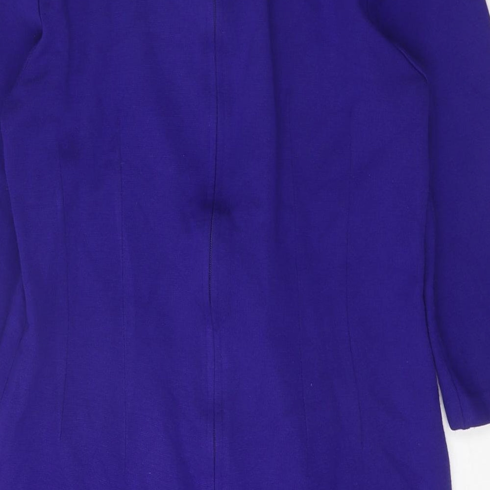 Positive Attitude Womens Blue Acrylic Shift One Size Round Neck Zip