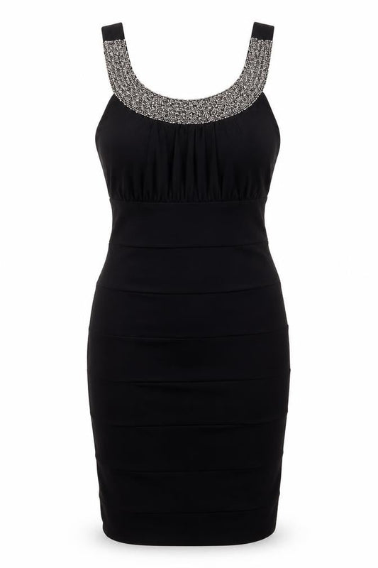 Scarlett Nite Womens Black Polyester Bodycon Size 12 Scoop Neck Pullover