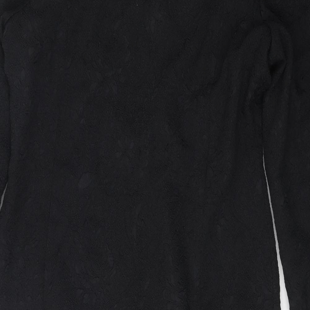 Casual Corner Womens Black Floral Polyester A-Line Size 12 Boat Neck Zip