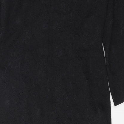 Casual Corner Womens Black Floral Polyester A-Line Size 12 Boat Neck Zip