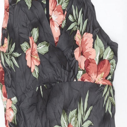 Iolani Womens Multicoloured Floral Rayon A-Line Size XL V-Neck Zip
