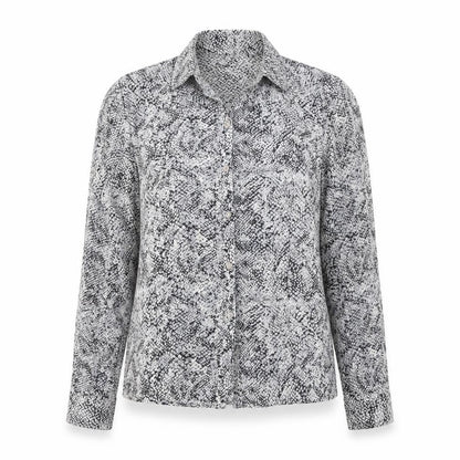 Hillard & Hanson Womens Multicoloured Animal Print Polyester Basic Button-Up Size M Collared - Snake Print