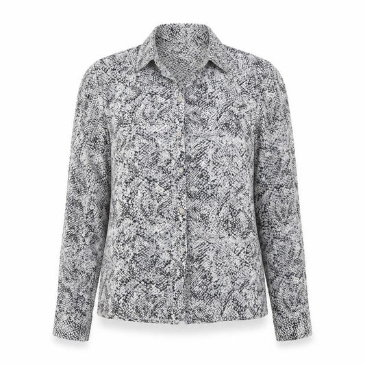 Hillard & Hanson Womens Multicoloured Animal Print Polyester Basic Button-Up Size M Collared - Snake Print