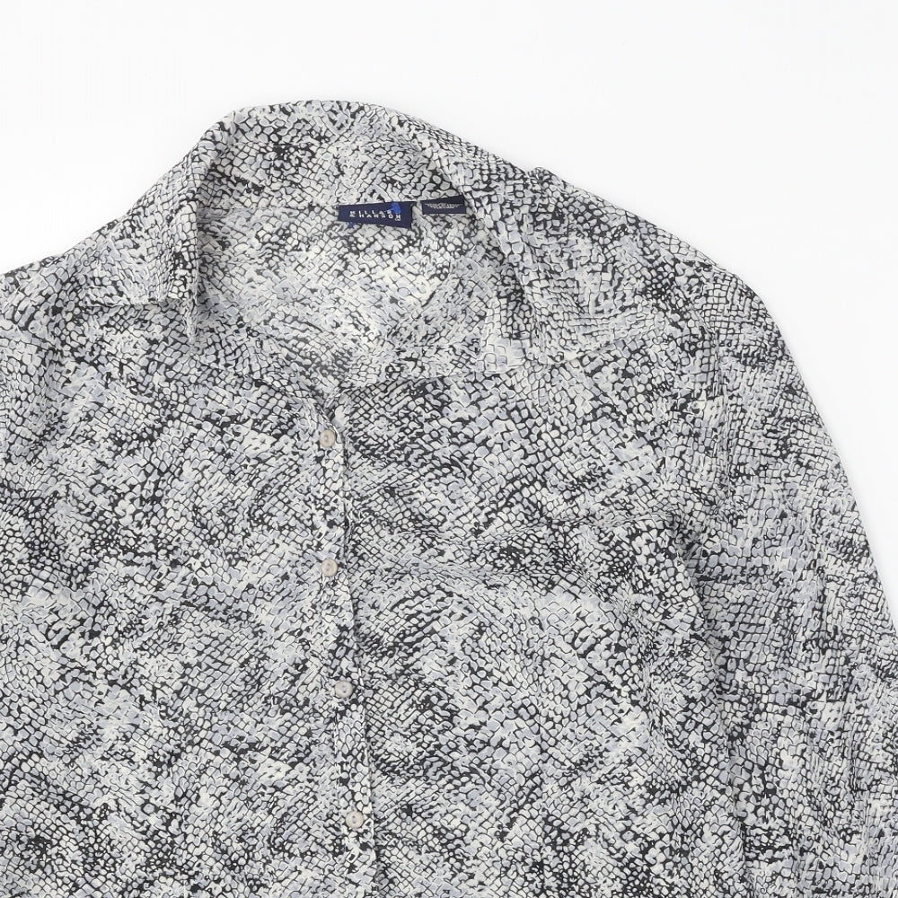Hillard & Hanson Womens Multicoloured Animal Print Polyester Basic Button-Up Size M Collared - Snake Print