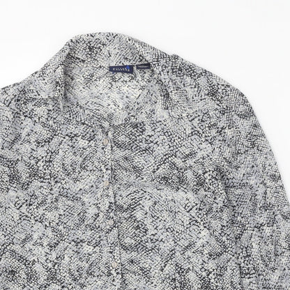Hillard & Hanson Womens Multicoloured Animal Print Polyester Basic Button-Up Size M Collared - Snake Print