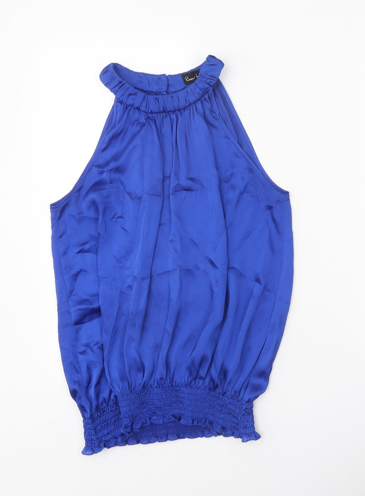 River Island Womens Blue Polyester Basic Tank Size 12 Round Neck