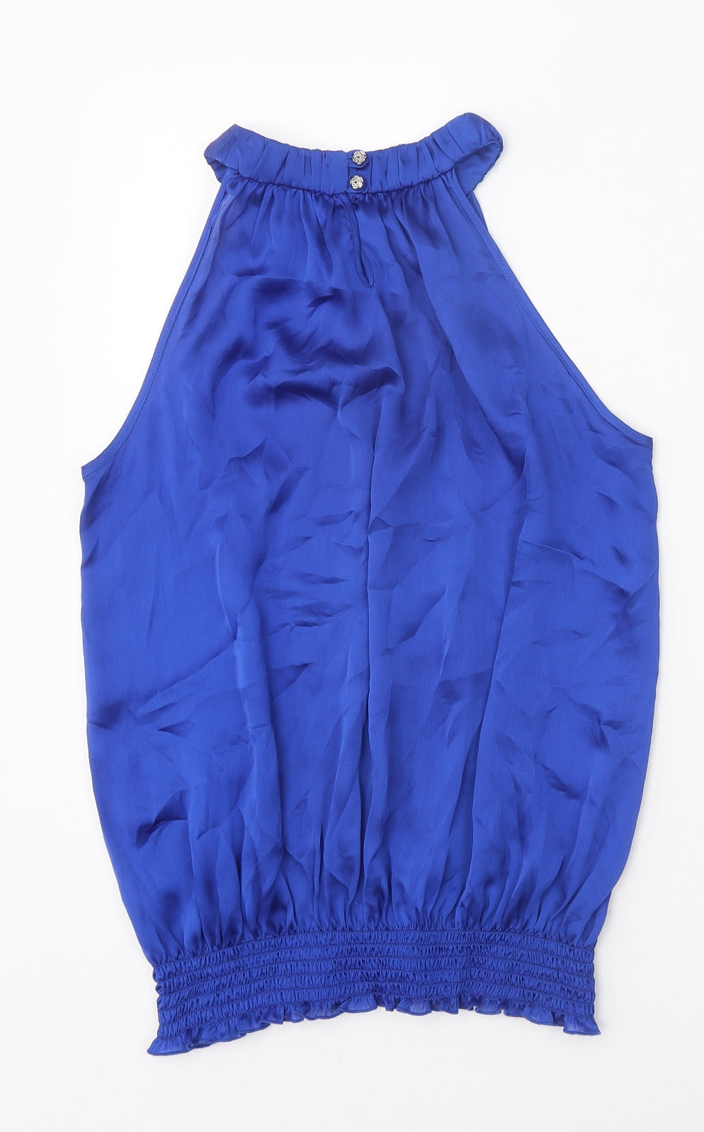 River Island Womens Blue Polyester Basic Tank Size 12 Round Neck